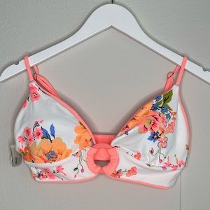 Maaji Reversible Coral Peony shine triangle bikini top